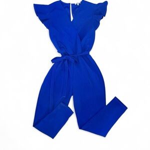 Charlotte Russe Royal Blue Ruffle Sleeve Jumpsuit